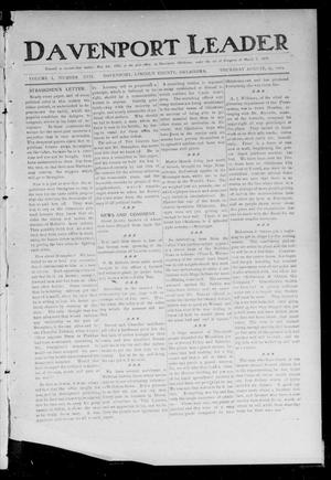 Primary view of object titled 'Davenport Leader (Davenport, Okla.), Vol. 1, No. 17, Ed. 1 Thursday, August 25, 1904'.