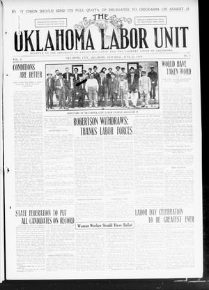 Primary view of object titled 'The Oklahoma Labor Unit (Oklahoma City, Okla.), Vol. 3, No. 1, Ed. 1 Saturday, June 25, 1910'.