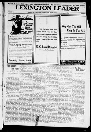 Primary view of object titled 'Lexington Leader (Lexington, Okla.), Vol. 21, No. 15, Ed. 1 Friday, December 29, 1911'.