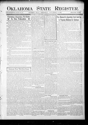 Primary view of object titled 'Oklahoma State Register. (Guthrie, Okla.), Vol. 14, No. 46, Ed. 1 Thursday, November 16, 1905'.