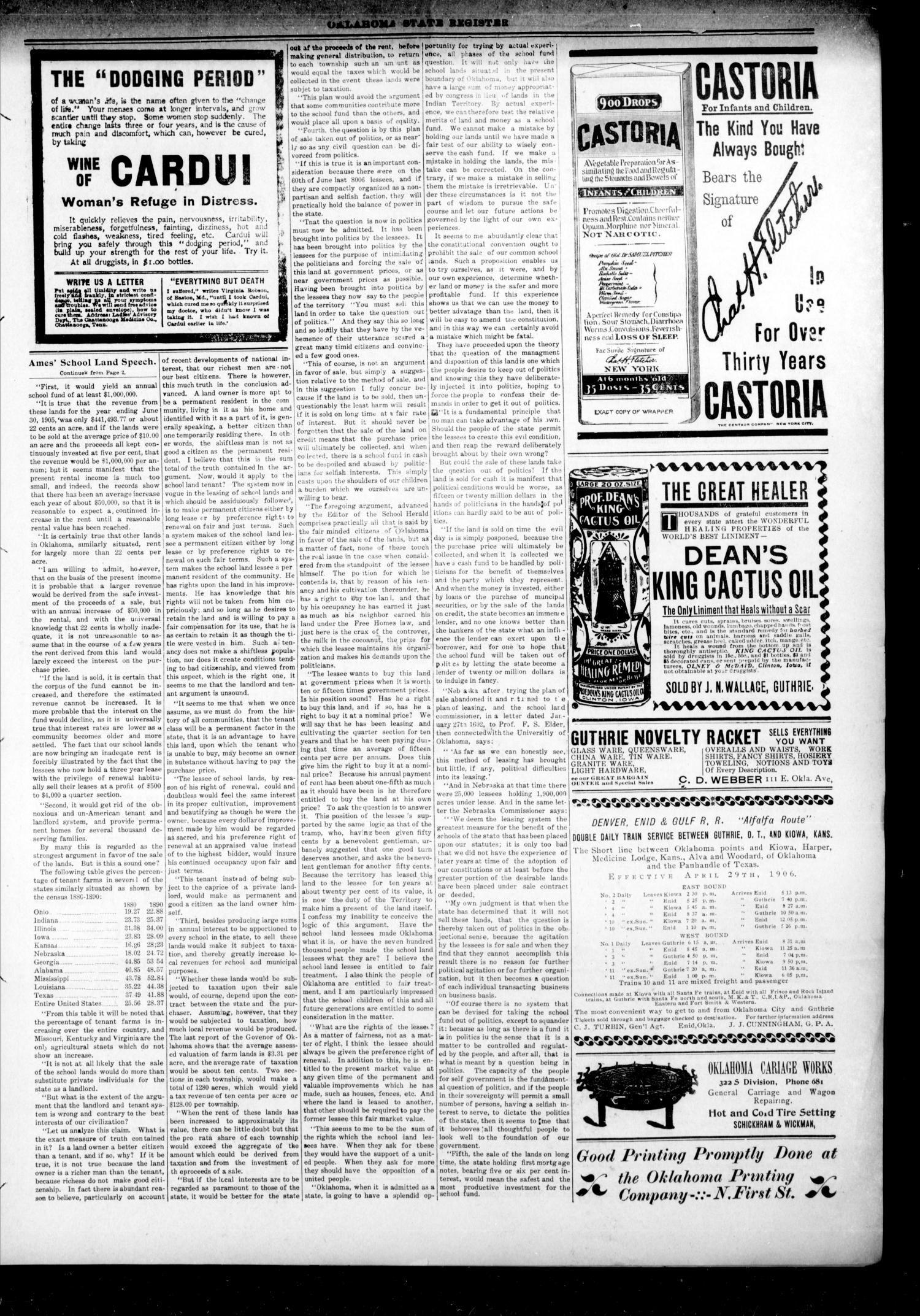 Oklahoma State Register. (Guthrie, Okla.), Vol. 15, No. 21, Ed. 1 Thursday, June 7, 1906
                                                
                                                    [Sequence #]: 3 of 8
                                                