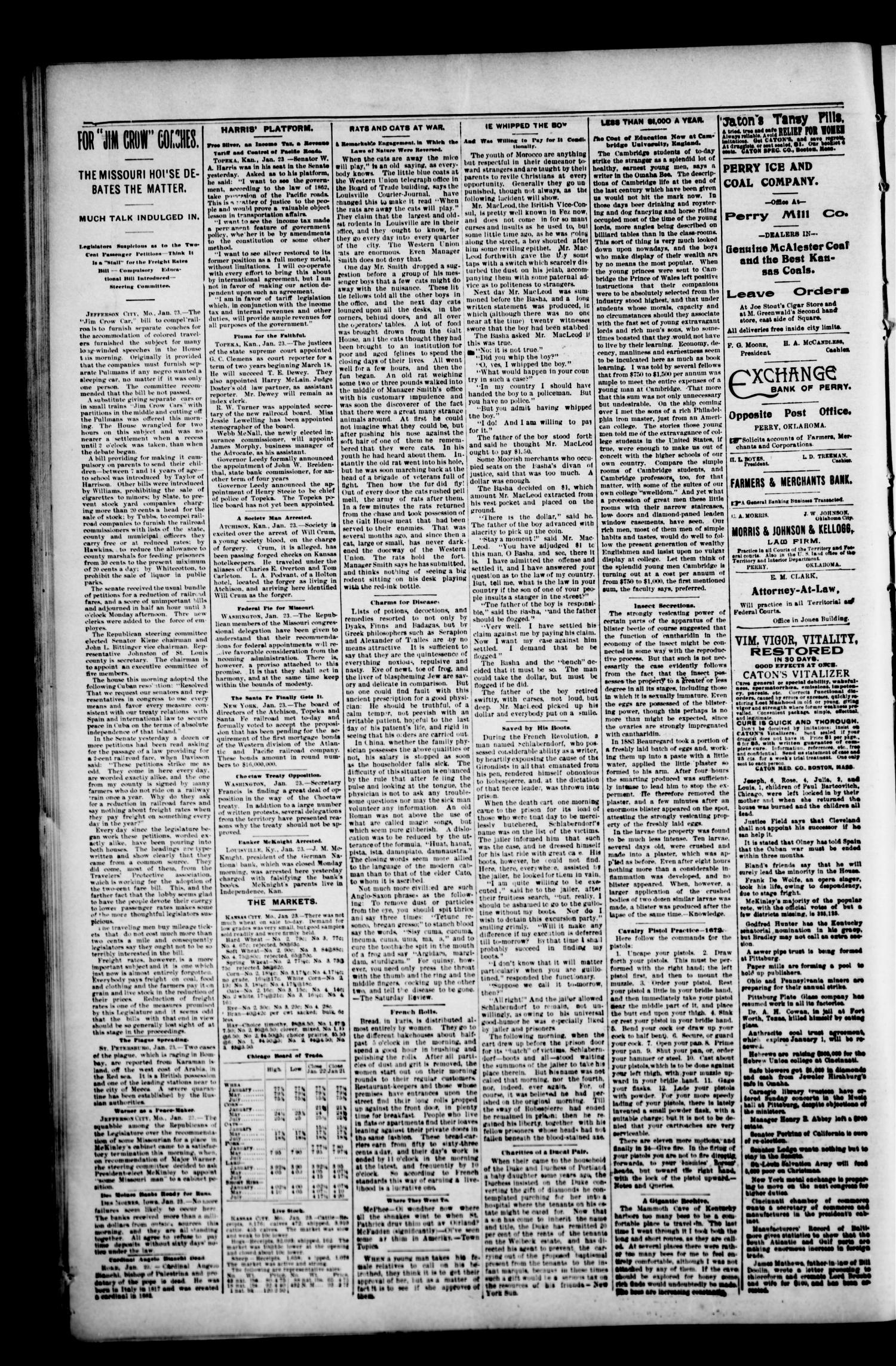 Perry Enterprise-Times. (Perry, Okla.), Vol. 4, No. 226, Ed. 1 Saturday, January 23, 1897
                                                
                                                    [Sequence #]: 4 of 4
                                                