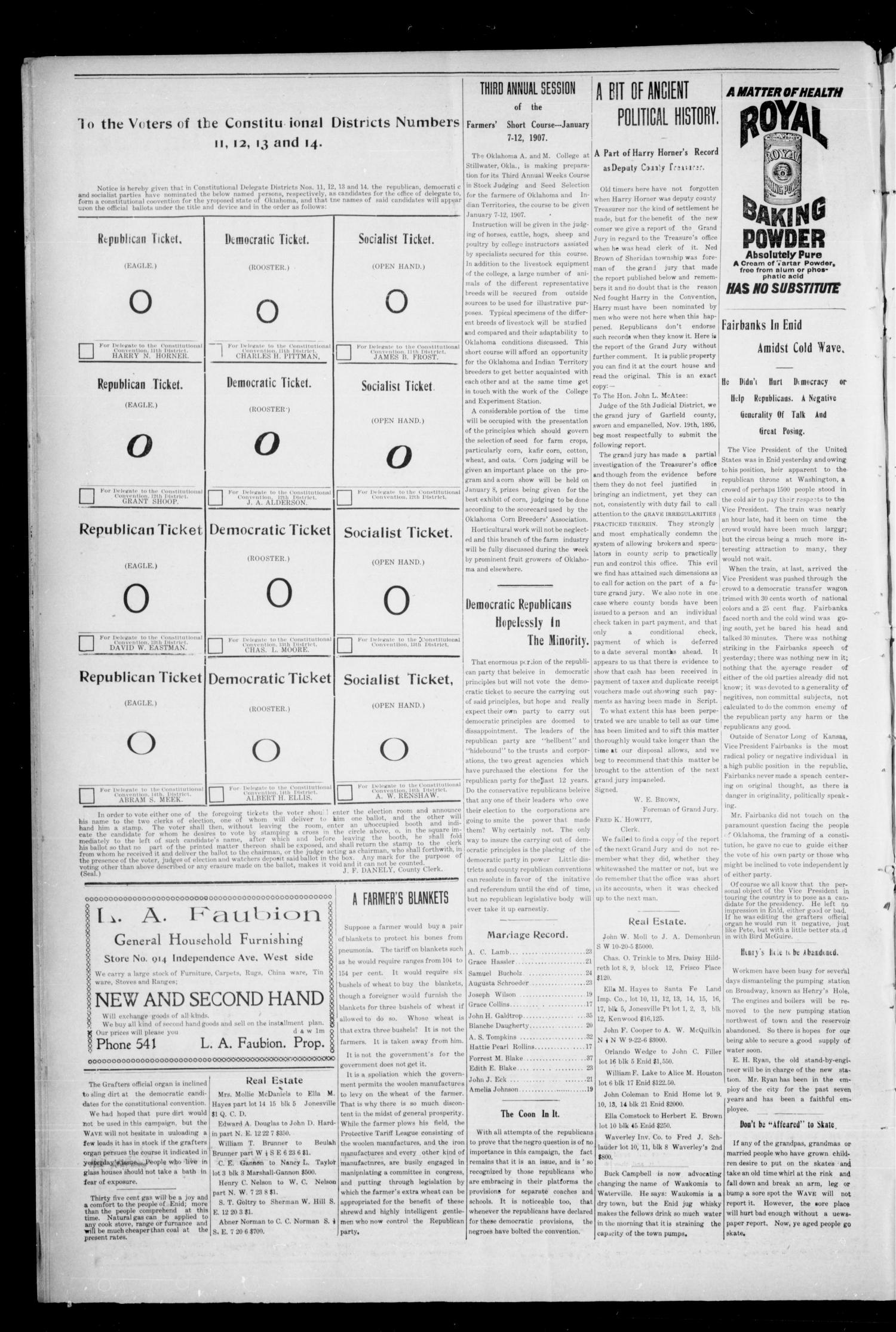 The Enid Weekly Wave. (Enid, Okla. Terr.), Vol. 13, No. 43, Ed. 1 Thursday, October 25, 1906
                                                
                                                    [Sequence #]: 6 of 8
                                                
