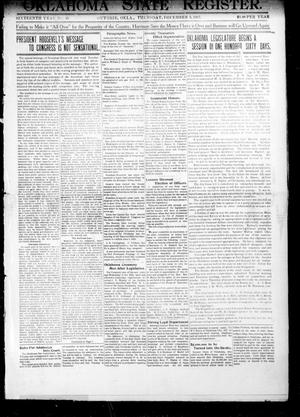 Primary view of object titled 'Oklahoma State Register. (Guthrie, Okla.), Vol. 16, No. 45, Ed. 1 Thursday, December 5, 1907'.