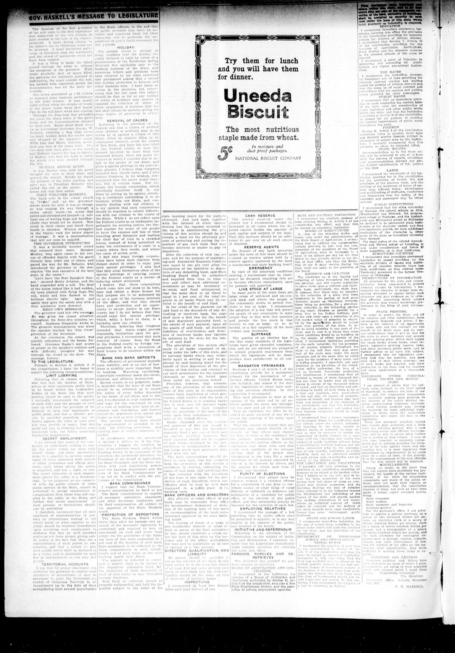 Oklahoma State Register. (Guthrie, Okla.), Vol. 16, No. 45, Ed. 1 Thursday, December 5, 1907
                                                
                                                    [Sequence #]: 2 of 8
                                                