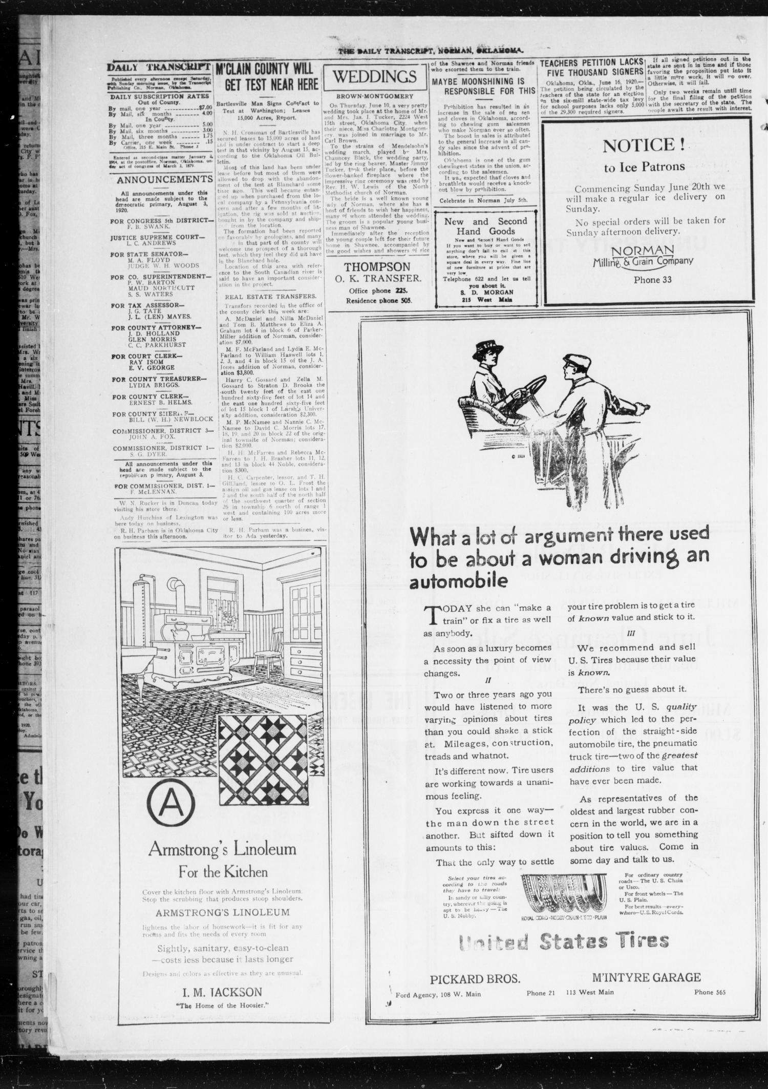 The Daily Transcript  (Norman, Okla.), Vol. 8, No. 48, Ed. 1 Wednesday, June 16, 1920
                                                
                                                    [Sequence #]: 2 of 4
                                                