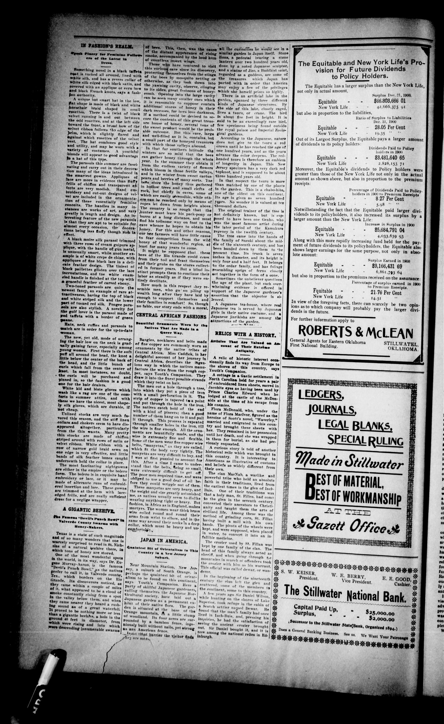 The Daily Gazette. (Stillwater, Okla.), Vol. 1, No. 201, Ed. 1 Friday, September 27, 1901
                                                
                                                    [Sequence #]: 4 of 4
                                                