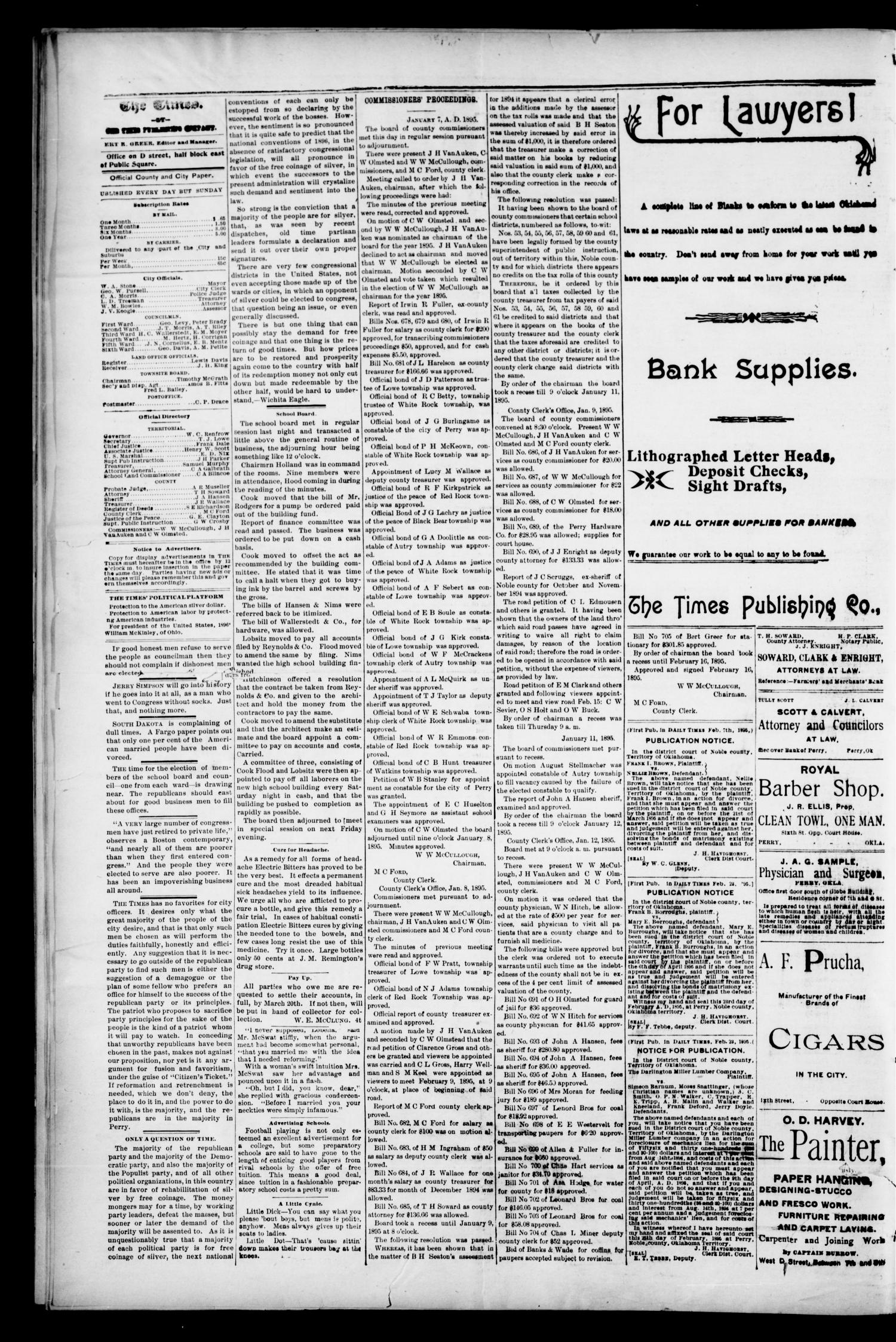 The Perry Daily Times. (Perry, Okla.), Vol. 2, No. 144, Ed. 1 Tuesday, March 12, 1895
                                                
                                                    [Sequence #]: 2 of 4
                                                