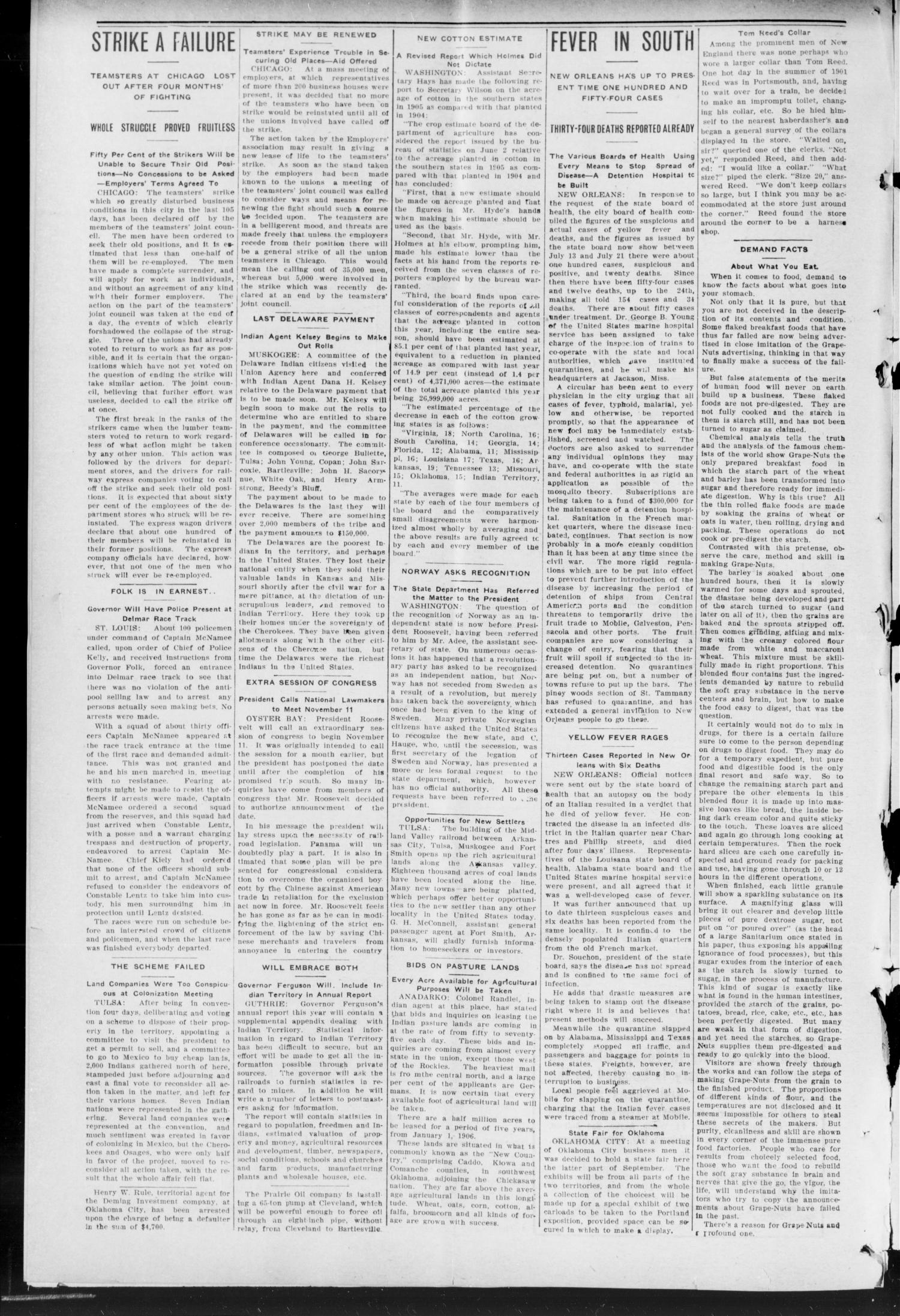 The Labor Signal. (Oklahoma City, Okla. Terr.), Vol. 4, No. 45, Ed. 1 Thursday, July 27, 1905
                                                
                                                    [Sequence #]: 2 of 8
                                                