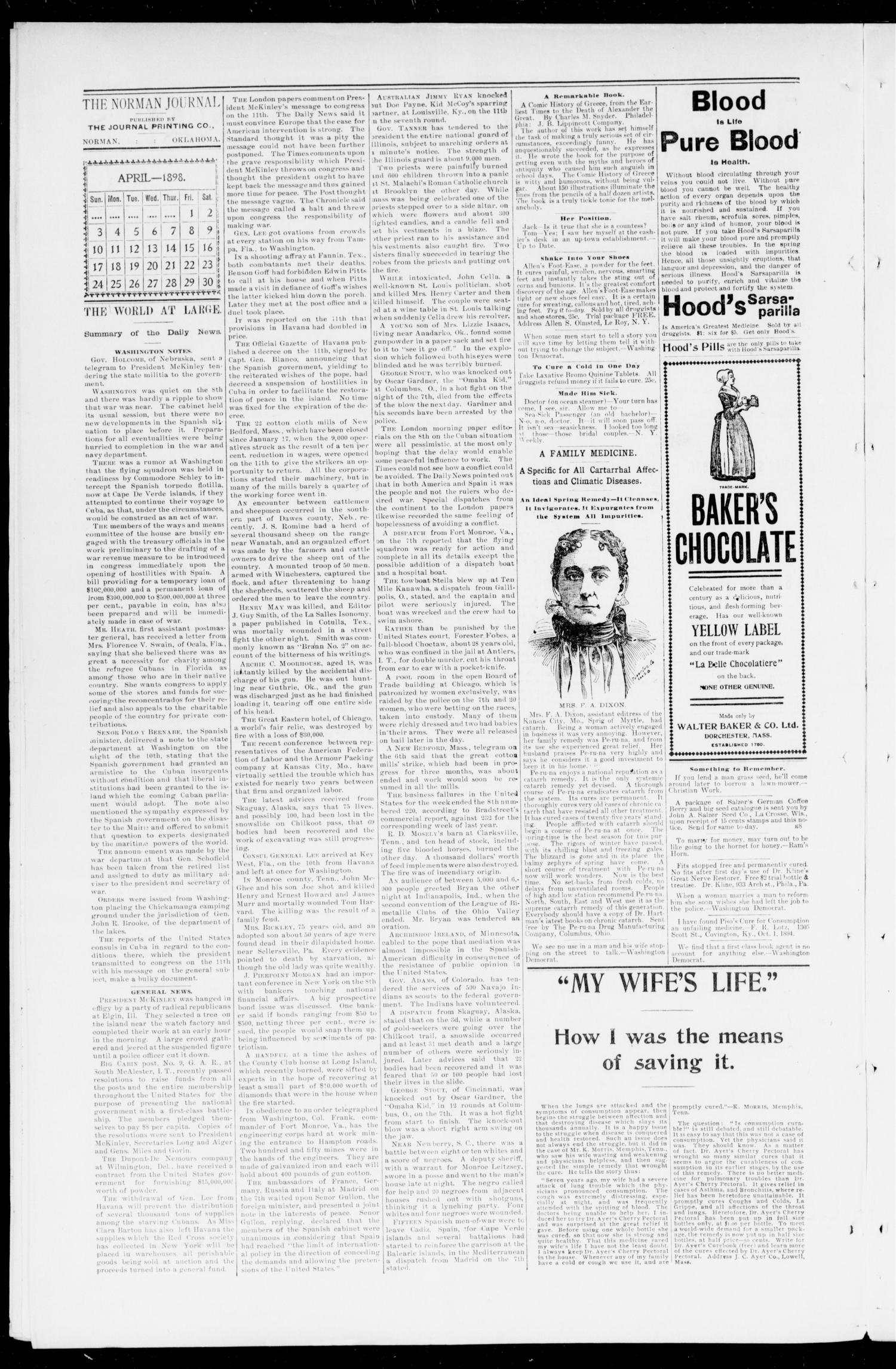 The Norman Journal. (Norman, Okla.), Vol. 1, No. 8, Ed. 1 Friday, April 15, 1898
                                                
                                                    [Sequence #]: 2 of 8
                                                