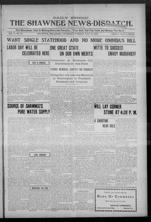 Primary view of object titled 'The Shawnee News-Dispatch. (Shawnee, Okla.), Vol. 9, No. 76, Ed. 1 Thursday, July 13, 1905'.