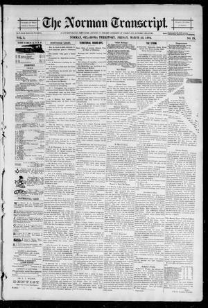 Primary view of object titled 'The Norman Transcript. (Norman, Okla. Terr.), Vol. 05, No. 25, Ed. 1 Friday, March 23, 1894'.