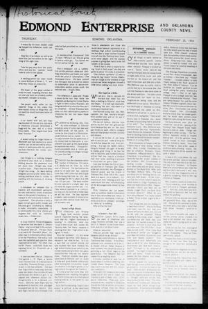 Primary view of object titled 'Edmond Enterprise and Oklahoma County News. (Edmond, Okla.), Vol. 1, No. 56, Ed. 1 Thursday, February 25, 1904'.