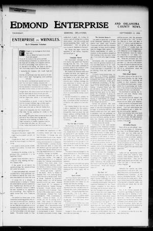 Primary view of object titled 'Edmond Enterprise and Oklahoma County News. (Edmond, Okla.), Vol. 2, No. 25, Ed. 1 Thursday, September 13, 1906'.