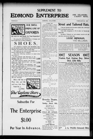 Primary view of object titled 'Edmond Enterprise and Oklahoma County News. (Edmond, Okla.), Vol. 2, No. 50, Ed. 2 Thursday, February 28, 1907'.