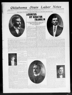 Primary view of object titled 'Oklahoma State Labor News (Oklahoma City, Okla.), Vol. 2, No. 47, Ed. 1 Friday, April 3, 1908'.