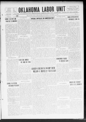 Primary view of object titled 'Oklahoma Labor Unit (Oklahoma City, Okla.), Vol. 6, No. 17, Ed. 1 Saturday, October 11, 1913'.