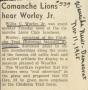 Text: Comanche Lions Hear Worley, Jr.