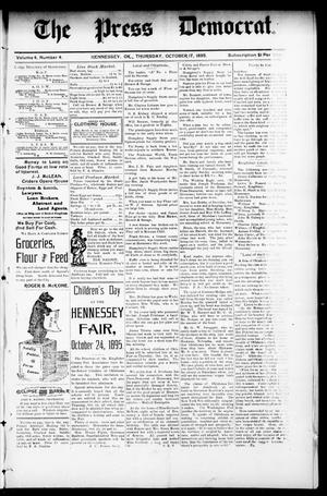 Primary view of object titled 'The Press Democrat. (Hennessey, Okla.), Vol. 3, No. 4, Ed. 1 Thursday, October 17, 1895'.