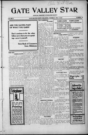 Gate Valley Star (Gate, Okla.), Vol. 10, No. 46, Ed. 1 Thursday, February 10, 1916