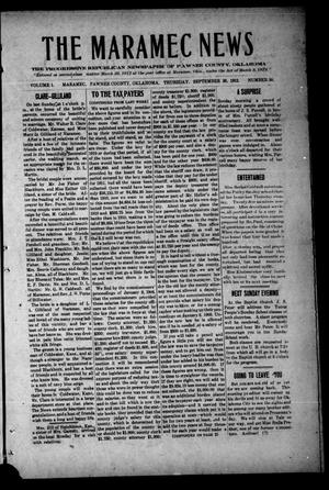 Primary view of object titled 'The Maramec News (Maramec, Okla.), Vol. 1, No. 30, Ed. 1 Thursday, September 26, 1912'.