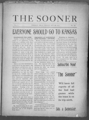 Primary view of object titled 'The Sooner (Norman, Okla.), Vol. 1, No. 12, Ed. 1 Friday, October 20, 1905'.