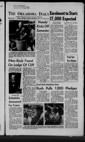 Primary view of object titled 'The Oklahoma Daily (Norman, Okla.), Vol. 56, No. 1, Ed. 1 Tuesday, September 9, 1969'.