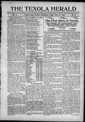 Primary view of object titled 'The Texola Herald (Texola, Okla.), Vol. 5, No. 8, Ed. 1 Friday, May 18, 1906'.