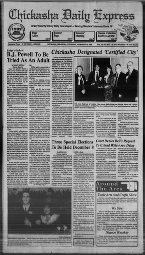 Primary view of object titled 'Chickasha Daily Express (Chickasha, Okla.), Vol. 101, No. 215, Ed. 1 Thursday, November 19, 1992'.