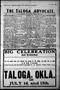 Newspaper: The Taloga Advocate (Taloga, Okla.), Vol. 22, No. 5, Ed. 1 Thursday, …