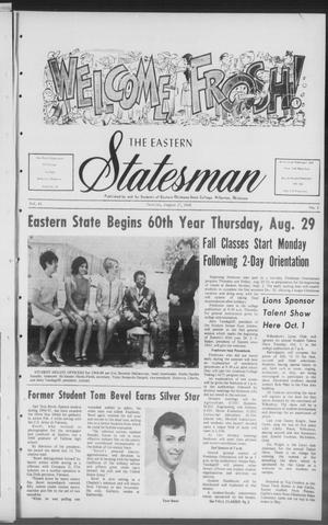 Primary view of object titled 'The Eastern Statesman (Wilburton, Okla.), Vol. 41, No. 1, Ed. 1 Tuesday, August 27, 1968'.