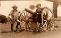 Photograph: May Lillie, Pawnee Bill, Unknown Woman, and Cannon