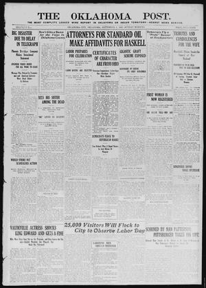 Primary view of object titled 'The Oklahoma Post. (Oklahoma City, Okla. Terr.), Vol. 2, No. 84, Ed. 1 Sunday, September 1, 1907'.