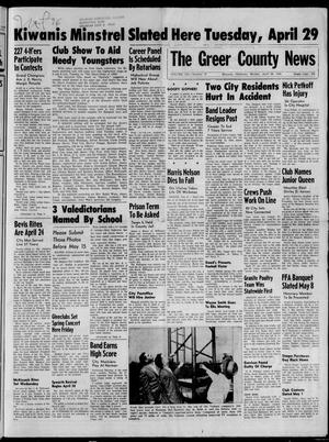 Primary view of object titled 'The Greer County News (Mangum, Okla.), Vol. 19, No. 17, Ed. 1 Monday, April 28, 1958'.