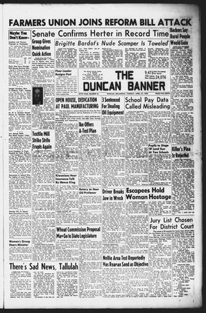 Primary view of object titled 'The Duncan Banner (Duncan, Okla.), Vol. 67, No. 32, Ed. 1 Tuesday, April 21, 1959'.