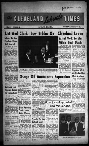 Primary view of object titled 'The Cleveland Lakeside Times (Cleveland, Okla.), Vol. 1, No. 30, Ed. 1 Thursday, February 7, 1963'.