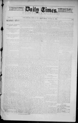 Primary view of object titled 'Daily Times. (Oklahoma City, Okla. Terr.), Vol. 2, No. 272, Ed. 1 Saturday, June 13, 1891'.