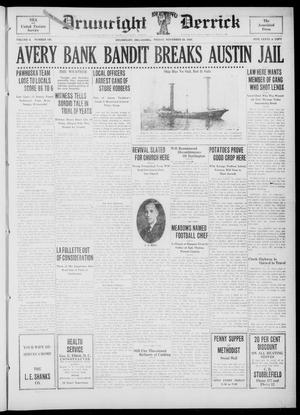 Primary view of object titled 'Drumright Evening Derrick (Drumright, Okla.), Vol. 10, No. 156, Ed. 1 Friday, November 28, 1924'.