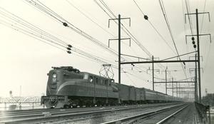 Primary view of object titled 'Pennsyvania (PRR) 4849 on the Noon "Clocker"'.