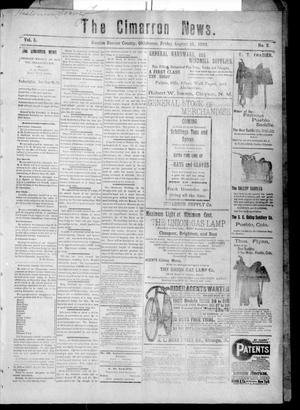 Primary view of object titled 'The Cimarron News. (Kenton, Okla.), Vol. 5, No. 2, Ed. 1 Friday, August 15, 1902'.