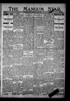 Primary view of object titled 'The Mangum Star. (Mangum, Okla.), Vol. 20, No. 21, Ed. 1 Thursday, November 21, 1907'.