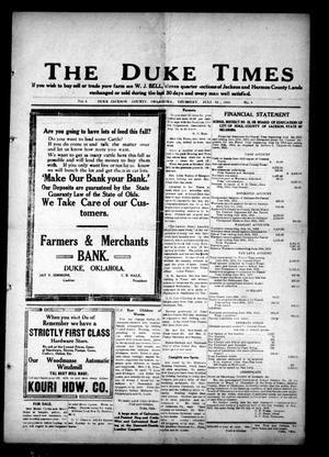 Primary view of object titled 'The Duke Times (Duke, Okla.), Vol. 6, No. 8, Ed. 1 Thursday, July 24, 1913'.