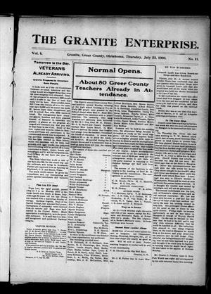 Primary view of object titled 'The Granite Enterprise. (Granite, Okla.), Vol. 4, No. 11, Ed. 1 Thursday, July 23, 1903'.