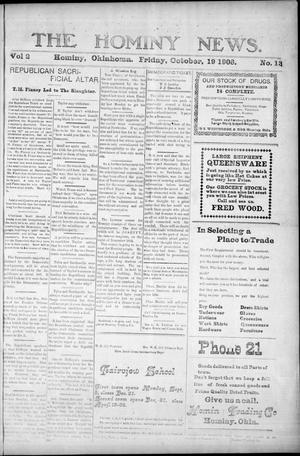 Primary view of object titled 'The Hominy News. (Hominy, Okla.), Vol. 2, No. 13, Ed. 1 Friday, October 19, 1906'.