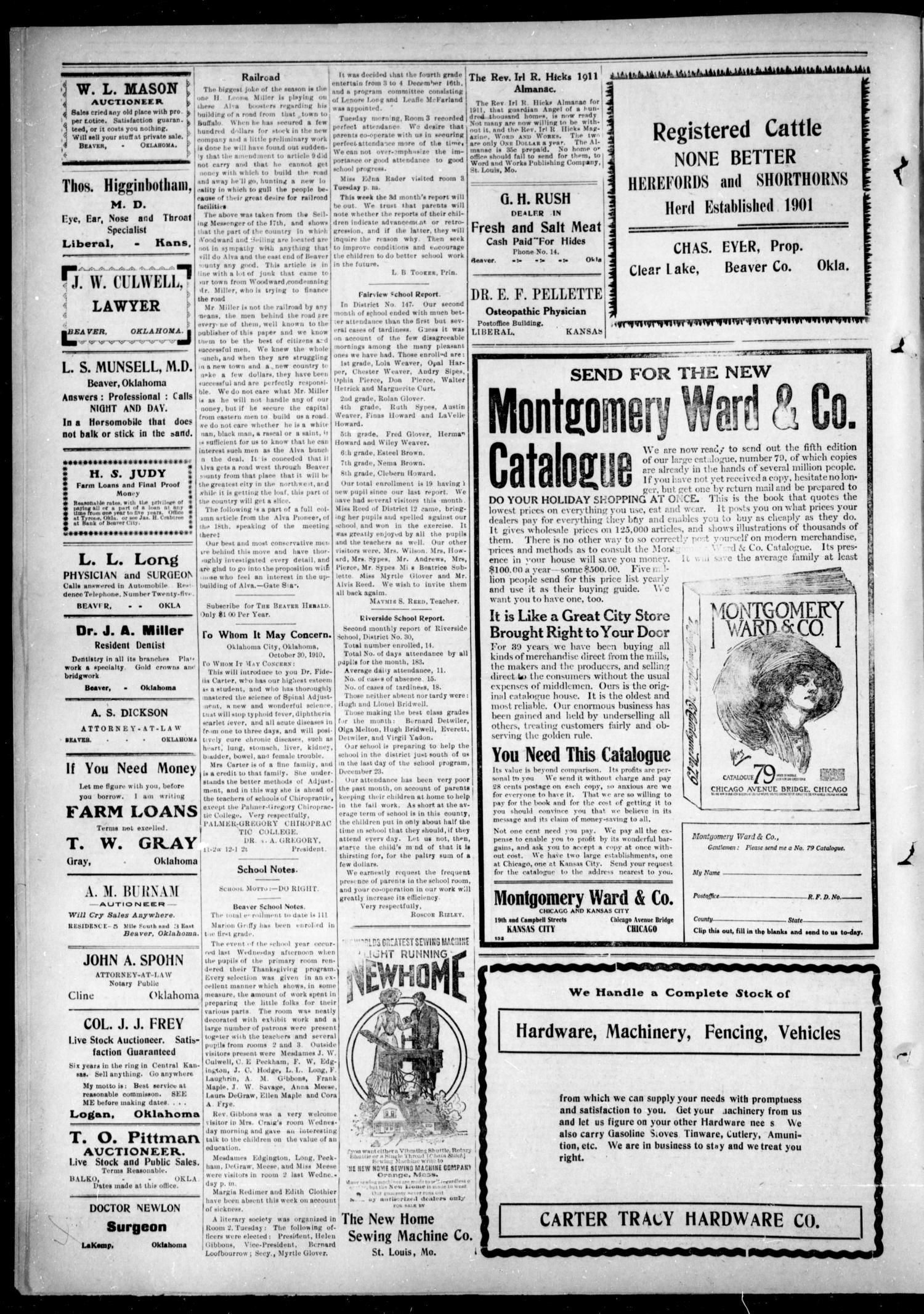 The Beaver Herald. (Beaver, Okla.), Vol. 24, No. 25, Ed. 1, Thursday, December 1, 1910
                                                
                                                    [Sequence #]: 4 of 8
                                                