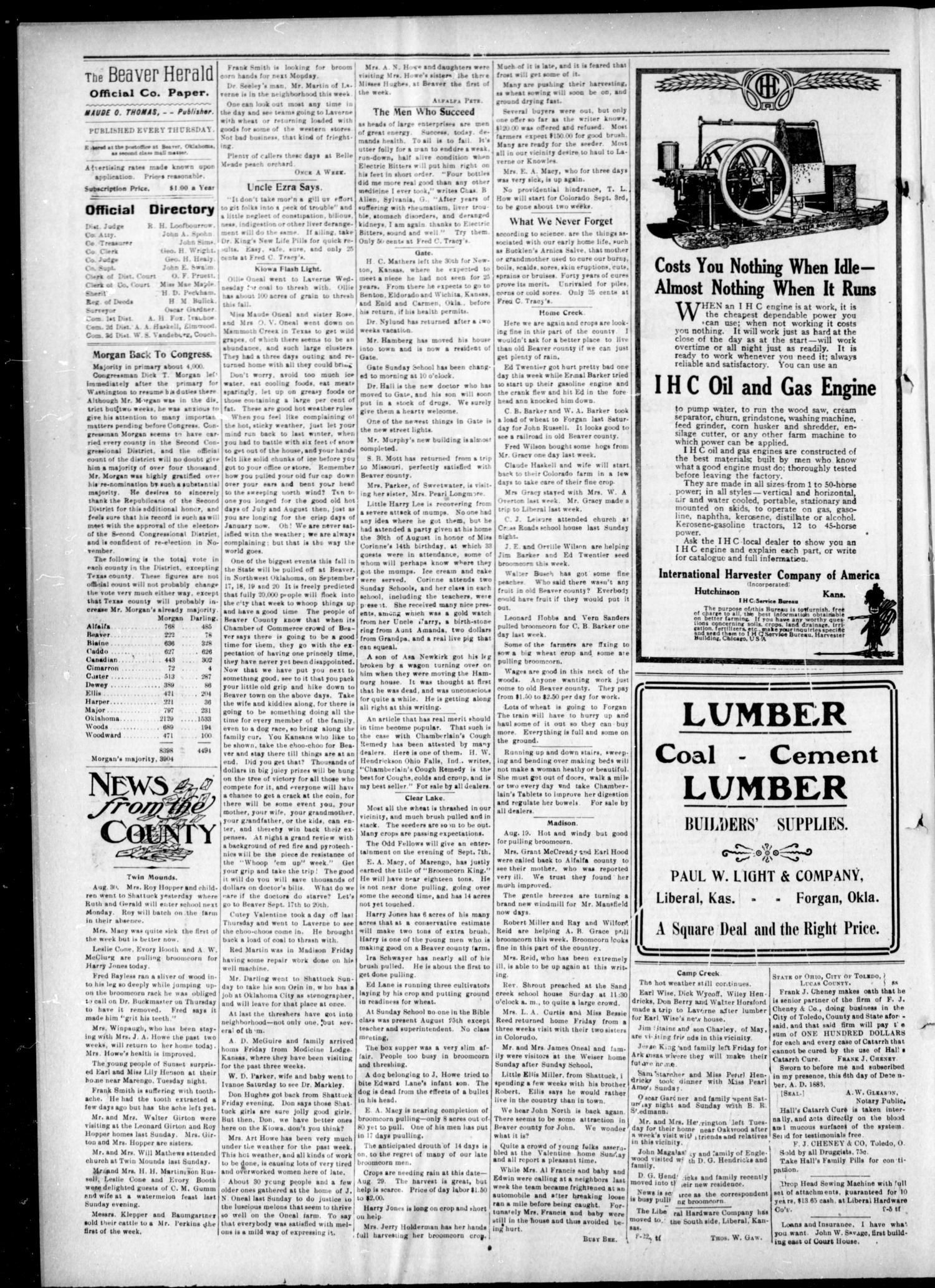 The Beaver Herald. (Beaver, Okla.), Vol. 26, No. 13, Ed. 1, Thursday, September 5, 1912
                                                
                                                    [Sequence #]: 2 of 4
                                                
