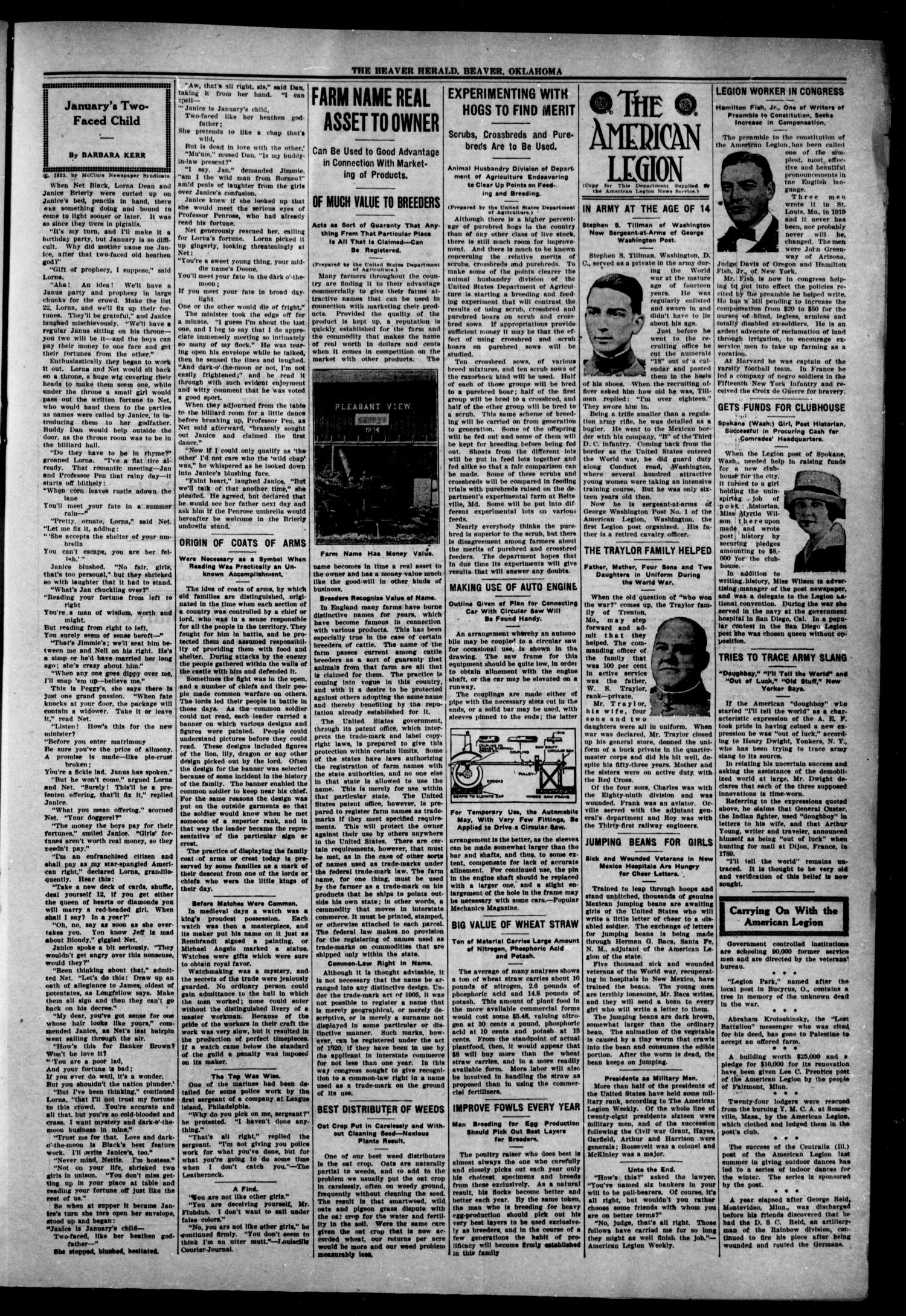 The Beaver Herald (Beaver, Okla.), Vol. 34, No. 37, Ed. 1, Thursday, February 16, 1922
                                                
                                                    [Sequence #]: 3 of 8
                                                