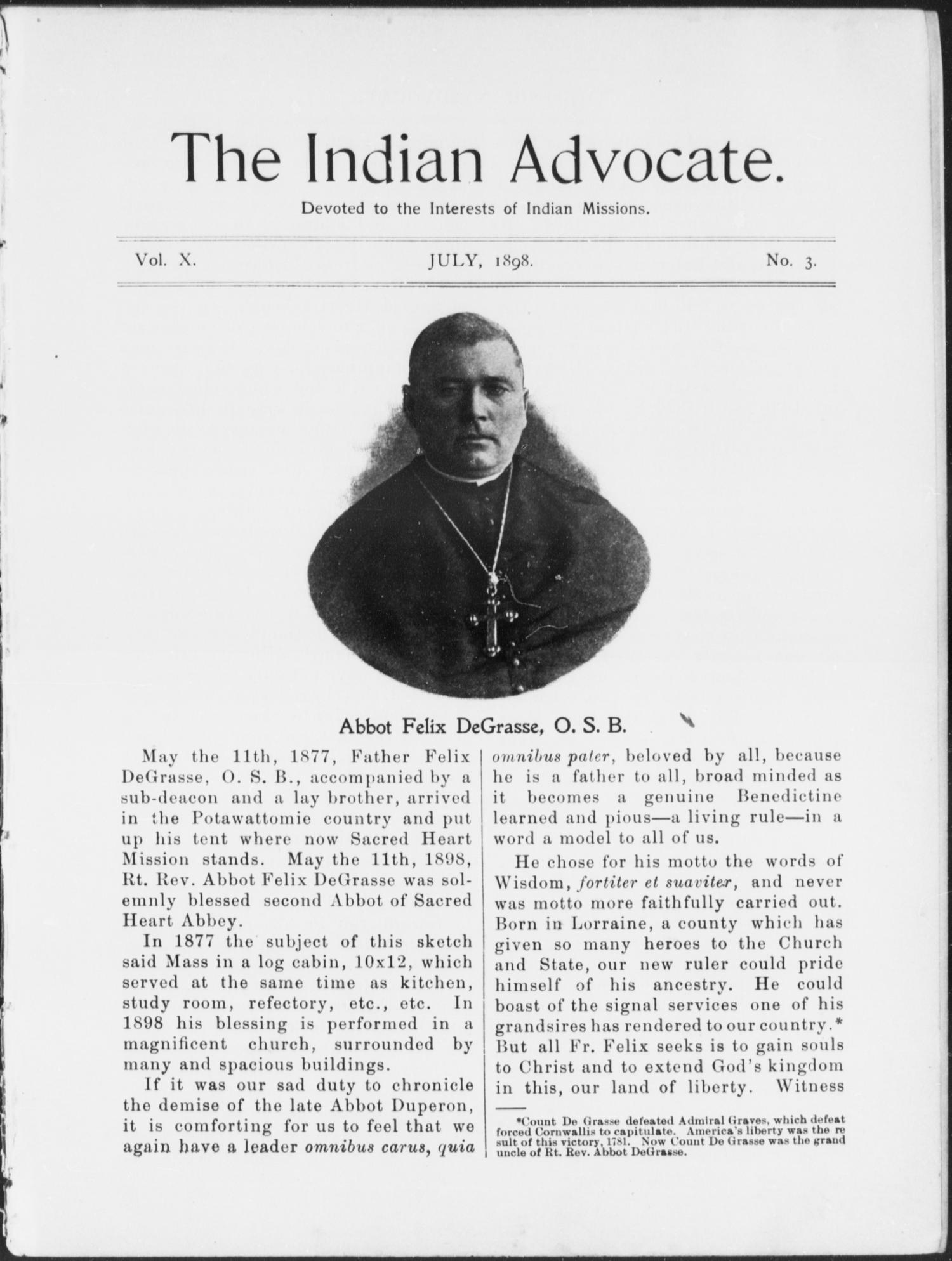 The Indian Advocate. (Sacred Heart Mission, Okla. Terr.), Vol. 10, No. 3, Ed. 1, Friday, July 1, 1898
                                                
                                                    [Sequence #]: 1 of 32
                                                