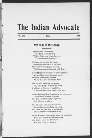 Primary view of object titled 'The Indian Advocate (Sacred Heart Mission, Okla. Terr.), Vol. 16, No. 5, Ed. 1, Sunday, May 1, 1904'.