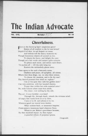 Primary view of object titled 'The Indian Advocate (Sacred Heart Mission, Okla. Terr.), Vol. 17, No. 10, Ed. 1, Sunday, October 1, 1905'.